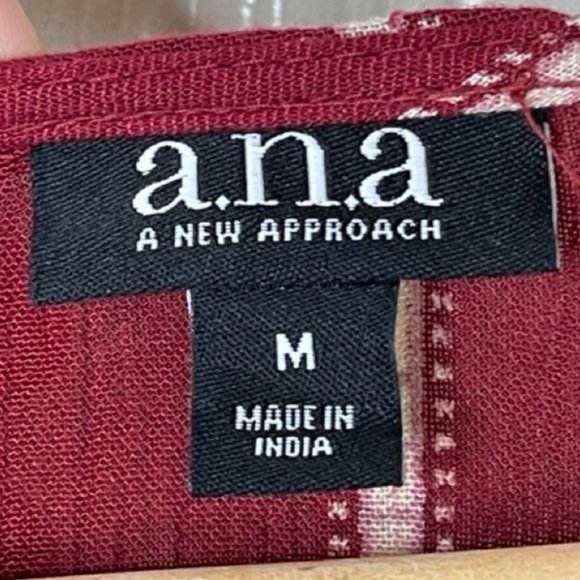 ANA | Red Striped 3/4 Elastic Sleeve Blouse with Waist Tie | Size M - Picture 7 of 10